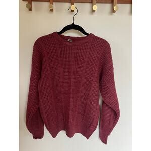 Vintage GAP Waffle Knit Sweater 90s Textured Crewneck Burgundy-small/med